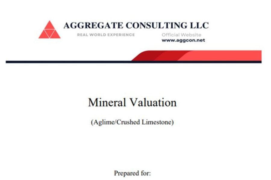 Mineral valuation report prepared by Aggregate Consulting
